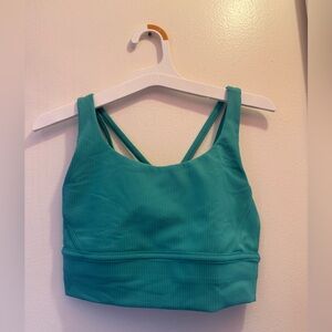 lululemon athletica Teal Ribbed Sports Bra with Double-Strap Back